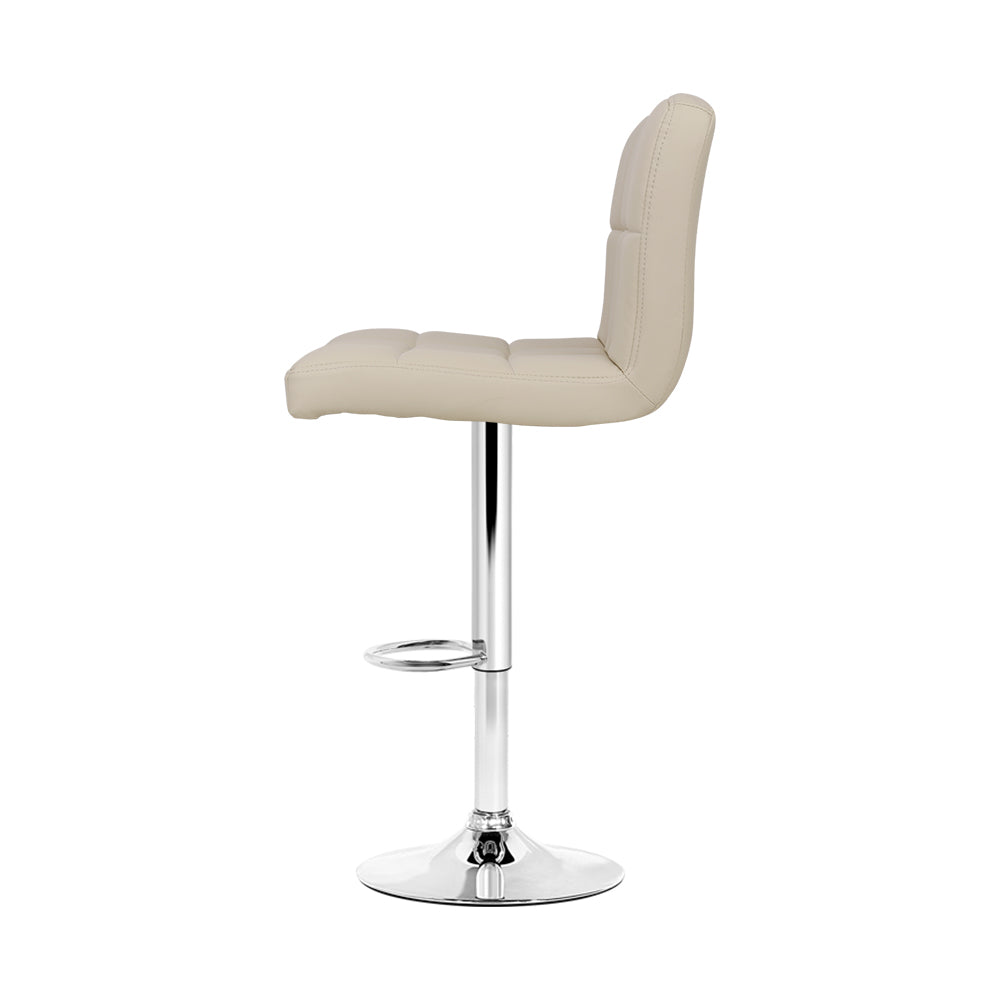 Stool Haven Set of 2 PU Leather Gas Lift Bar Stools - Beige