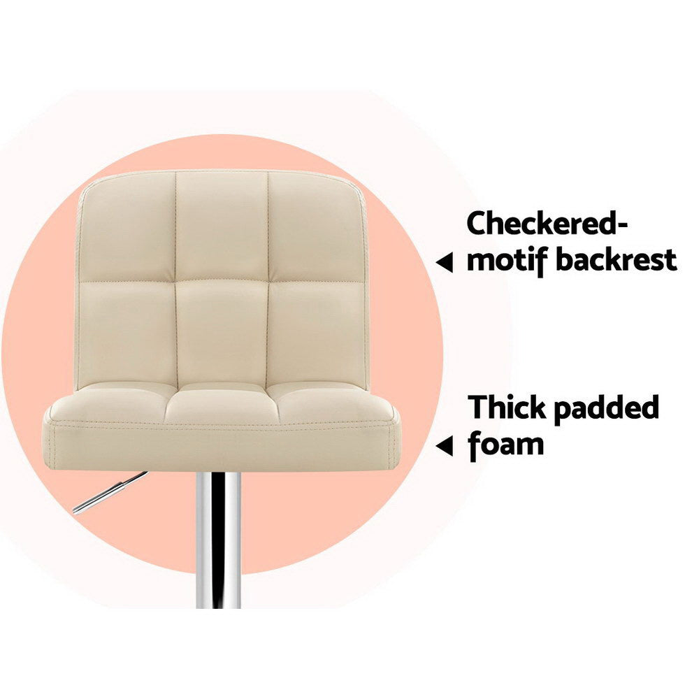 Stool Haven Set of 2 PU Leather Gas Lift Bar Stools - Beige