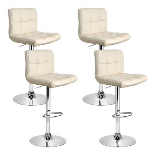 Stool Haven 4x Bar Stools Leather Gas Lift Beige