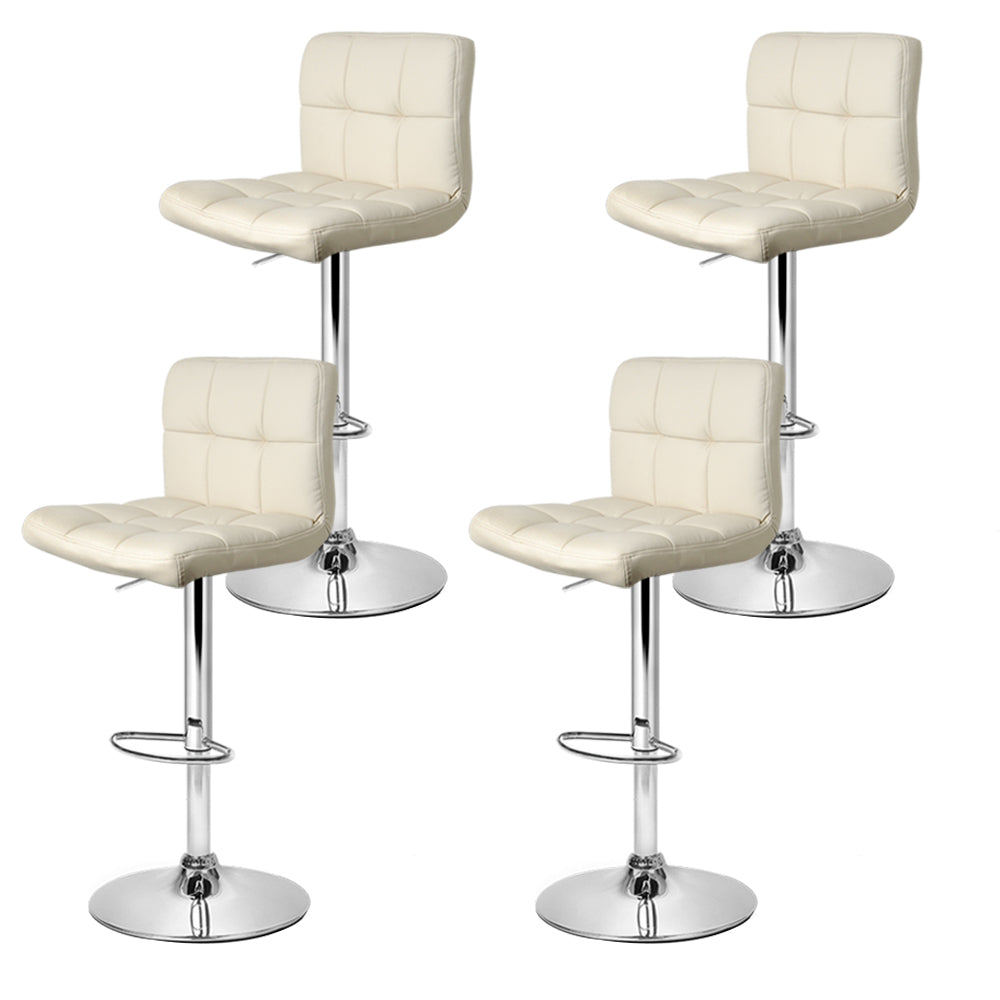 Stool Haven 4x Bar Stools Leather Gas Lift Beige