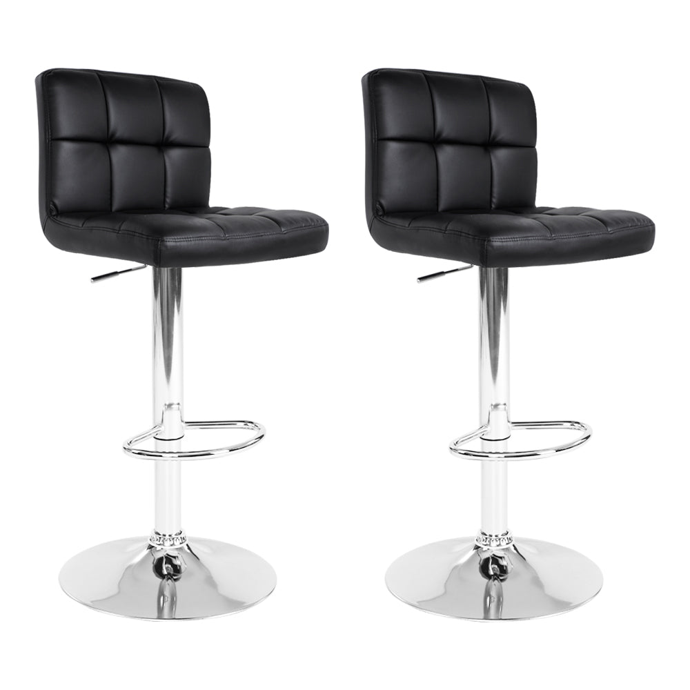 Stool Haven Set of 2 PU Leather Gas Lift Bar Stools - Black