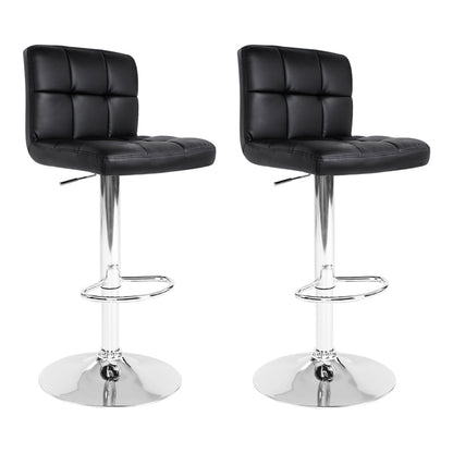 Stool Haven Set of 2 PU Leather Gas Lift Bar Stools - Black