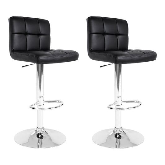 Stool Haven Set of 2 PU Leather Gas Lift Bar Stools - Black