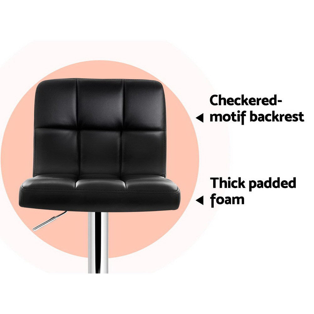 Stool Haven Set of 2 PU Leather Gas Lift Bar Stools - Black