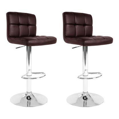 Stool Haven Set of 2 Gas Lift Bar Stools PU Leather - Chocolate Brown