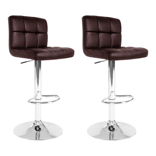 Stool Haven Set of 2 Gas Lift Bar Stools PU Leather - Chocolate Brown