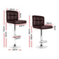 Stool Haven Set of 2 Gas Lift Bar Stools PU Leather - Chocolate Brown