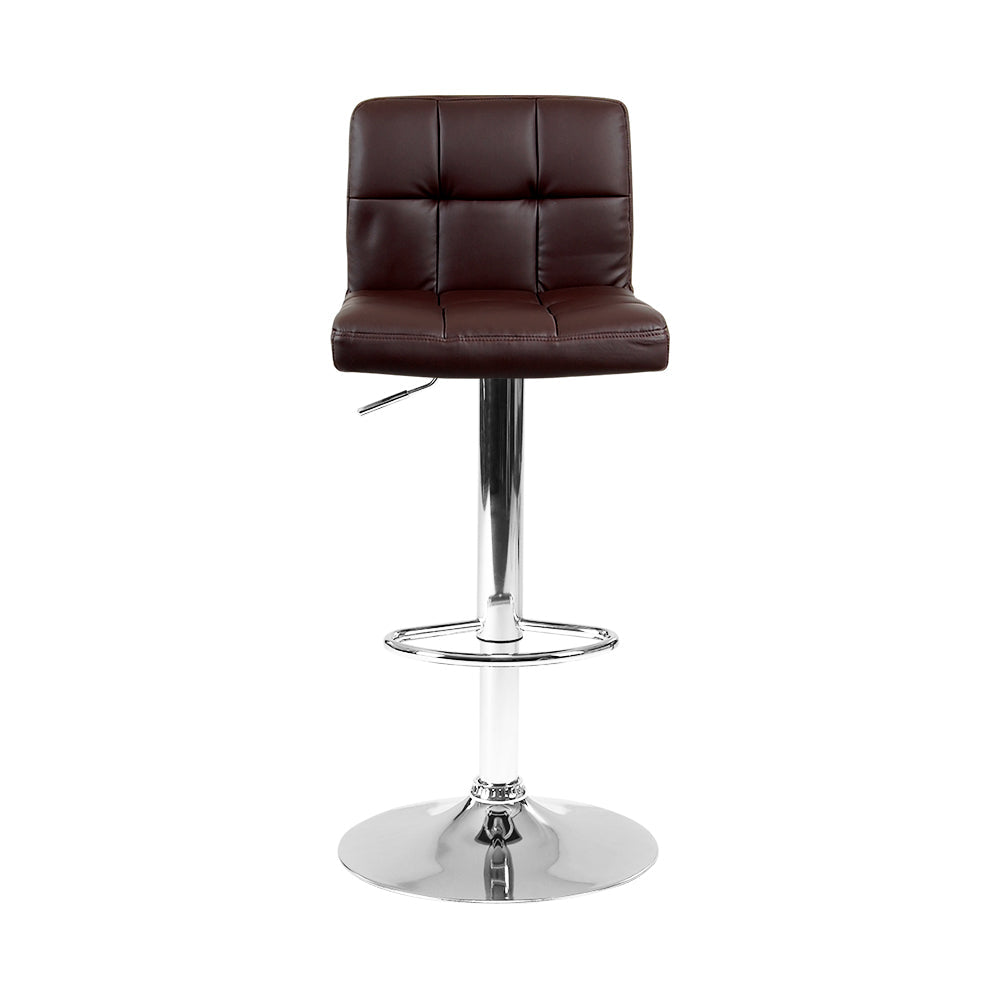 Stool Haven Set of 2 Gas Lift Bar Stools PU Leather - Chocolate Brown