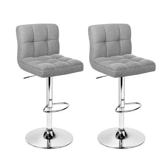 Stool Haven Set of 2 Fabric Swivel Bar Stools - Grey
