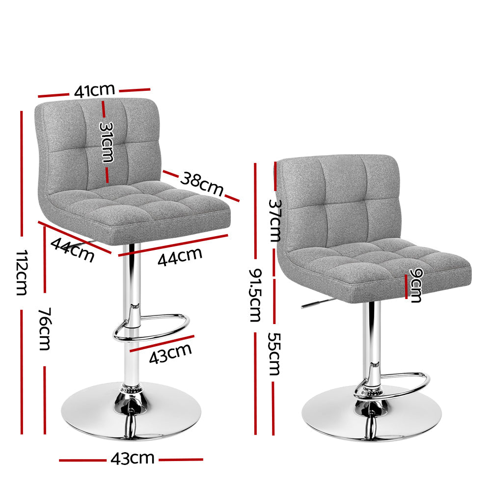 Stool Haven Set of 2 Fabric Swivel Bar Stools - Grey