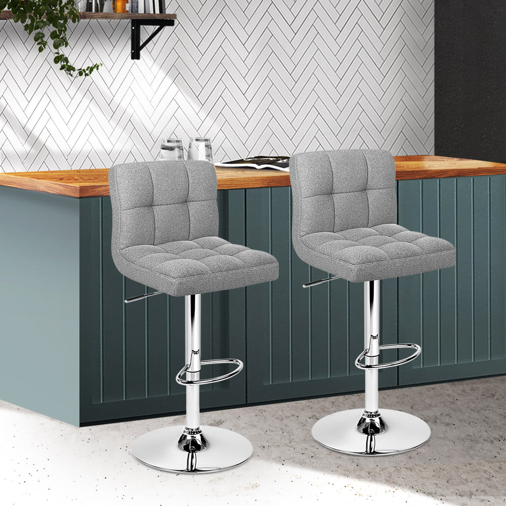 Stool Haven Set of 2 Fabric Swivel Bar Stools - Grey
