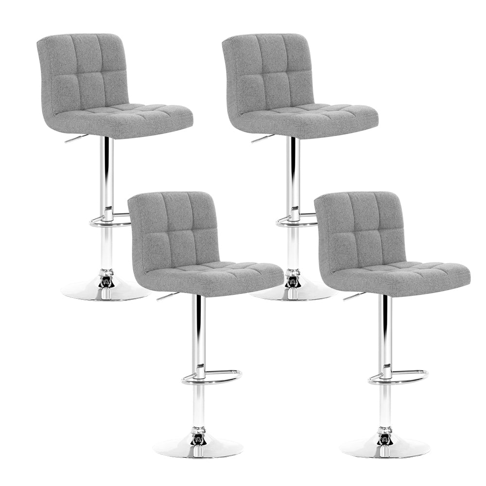 Stool Haven Set of 4 Fabric Swivel Bar Stools - Grey