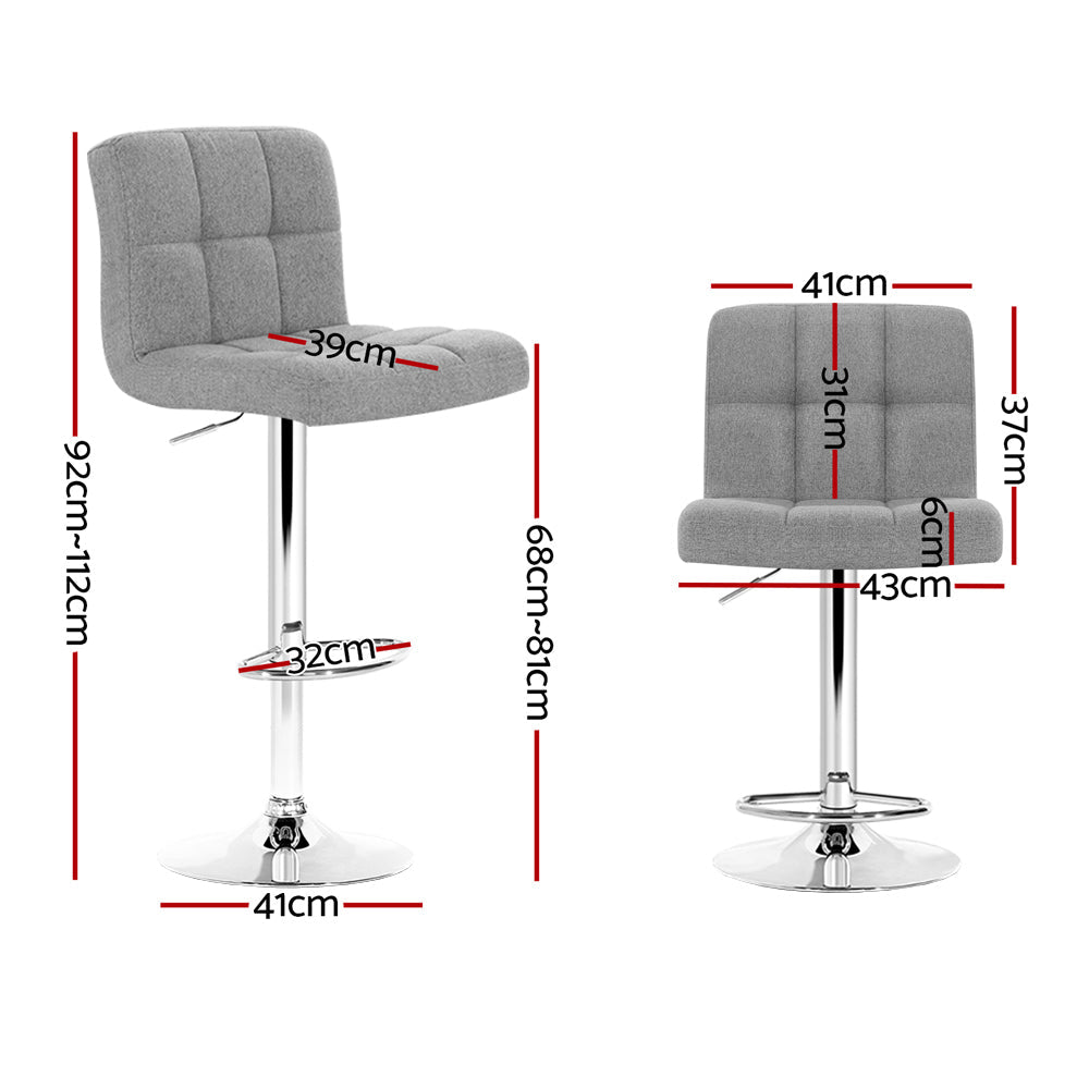 Stool Haven Set of 4 Fabric Swivel Bar Stools - Grey