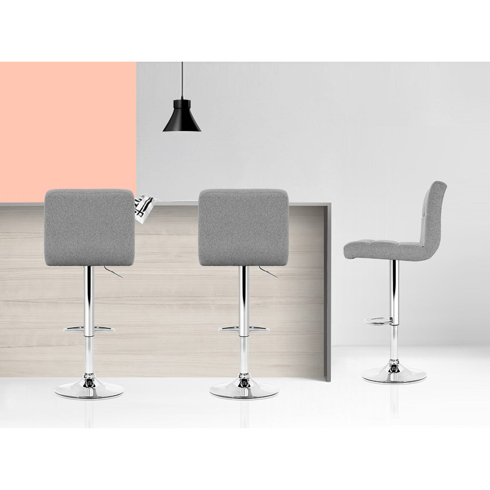 Stool Haven Set of 4 Fabric Swivel Bar Stools - Grey