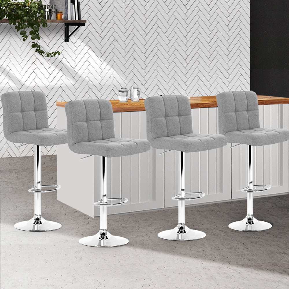 Stool Haven Set of 4 Fabric Swivel Bar Stools - Grey