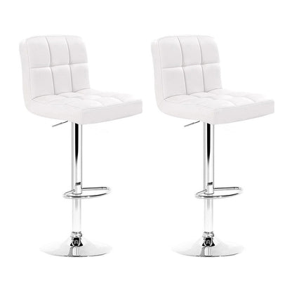 Stool Haven 2x Bar Stools Leather Gas Lift White