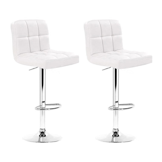 Stool Haven 2x Bar Stools Leather Gas Lift White