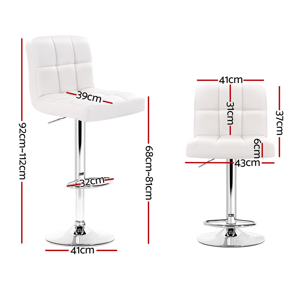 Stool Haven 2x Bar Stools Leather Gas Lift White