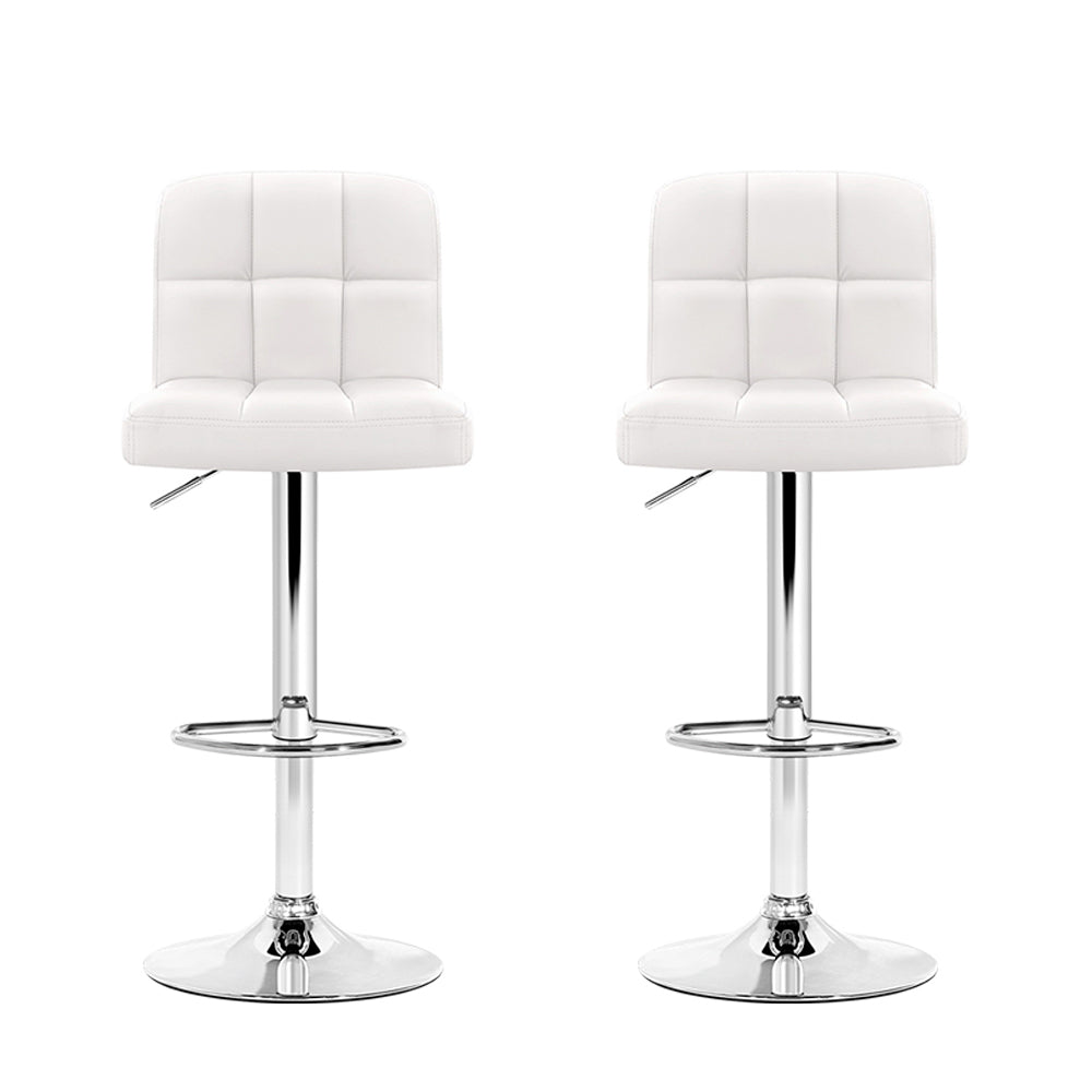 Stool Haven 2x Bar Stools Leather Gas Lift White