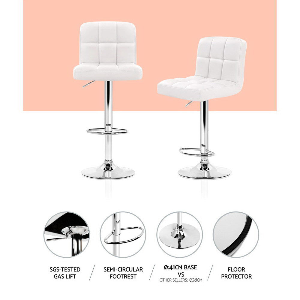 Stool Haven 2x Bar Stools Leather Gas Lift White