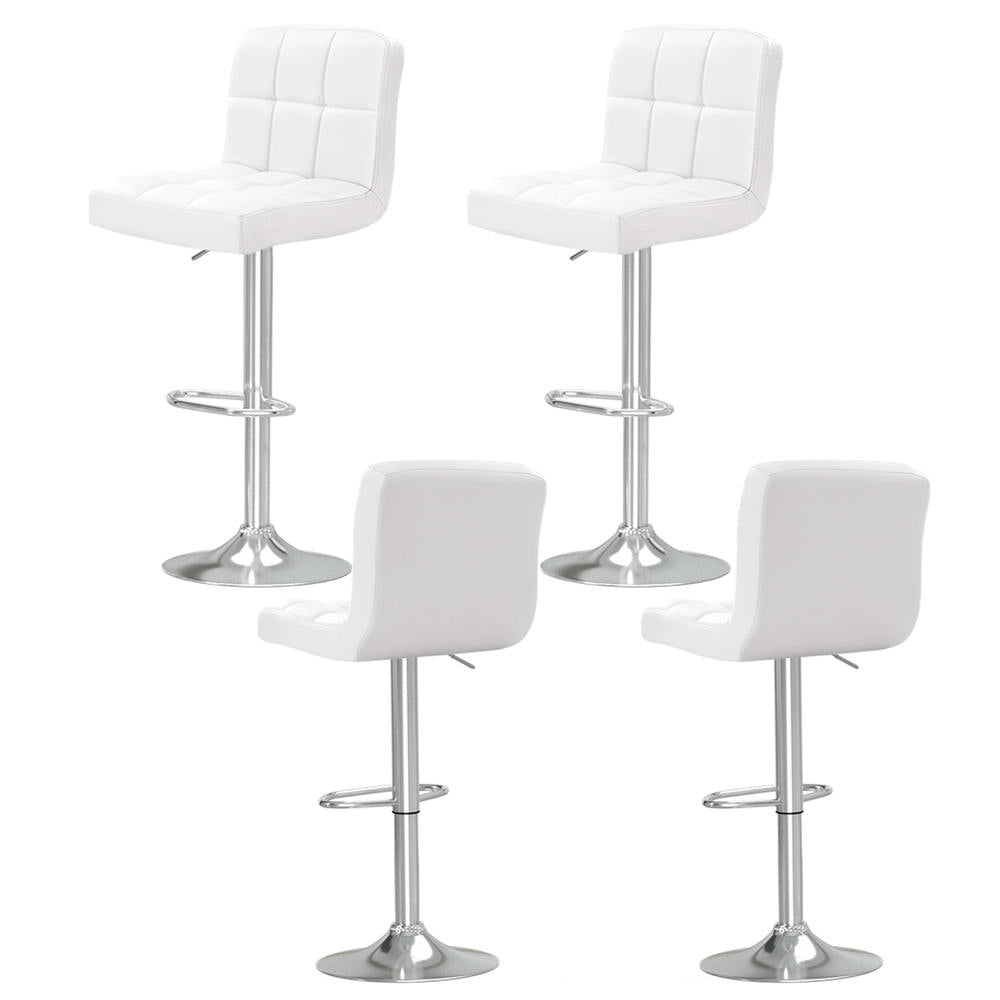 Stool Haven 4x Bar Stools Leather Gas Lift White