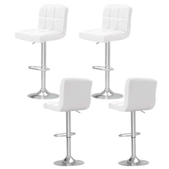 Stool Haven 4x Bar Stools Leather Gas Lift White