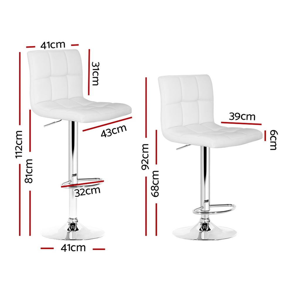 Stool Haven 4x Bar Stools Leather Gas Lift White