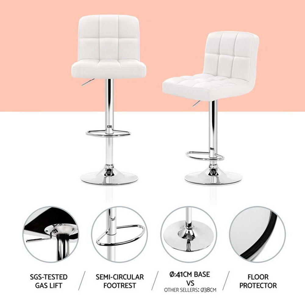 Stool Haven 4x Bar Stools Leather Gas Lift White