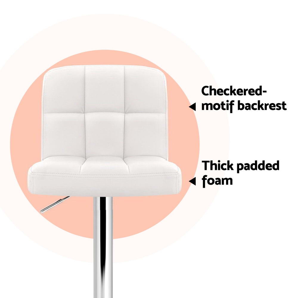 Stool Haven 4x Bar Stools Leather Gas Lift White