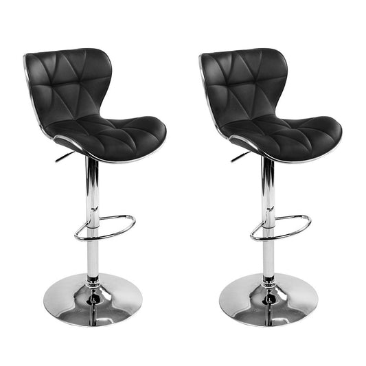 Stool Haven 2x Bar Stools Gas Lift Leather Seat Black