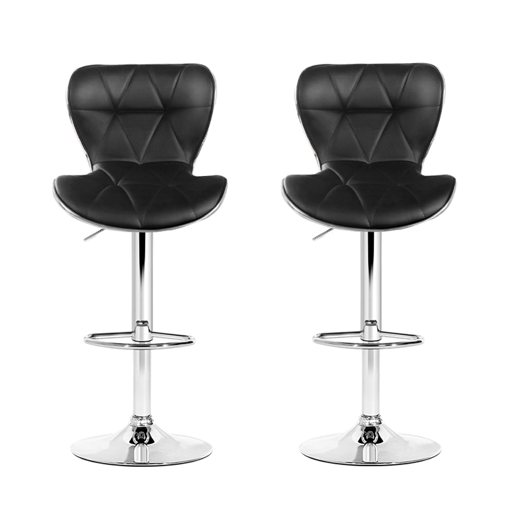 Stool Haven 2x Bar Stools Gas Lift Leather Seat Black