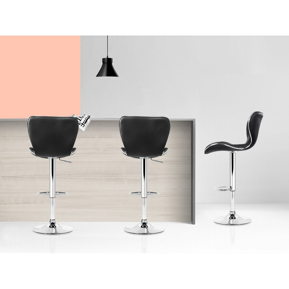 Stool Haven 2x Bar Stools Gas Lift Leather Seat Black