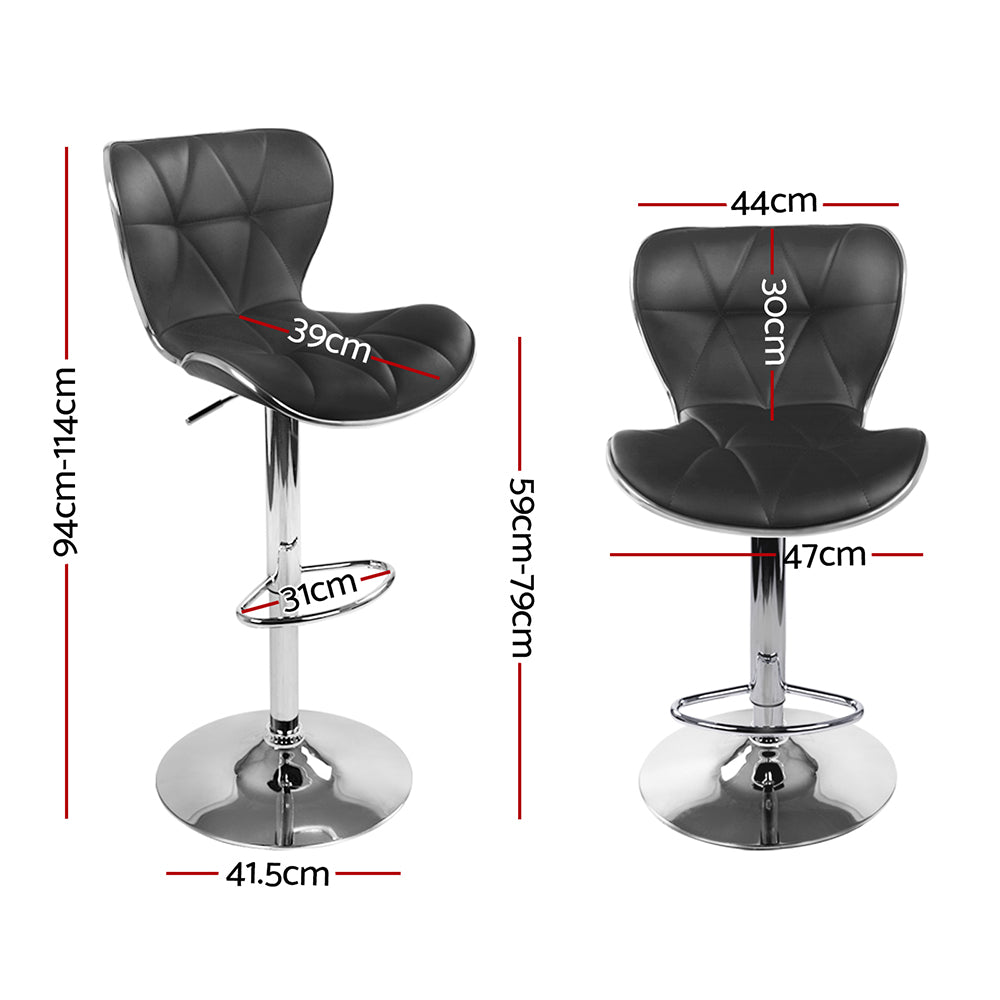 Stool Haven 4x Bar Stools Gas Lift Leather Seat Black
