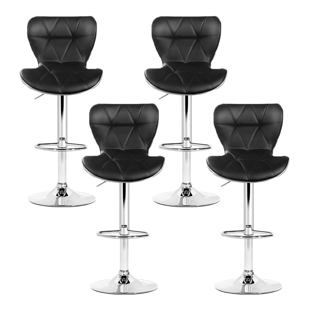 Stool Haven 4x Bar Stools Gas Lift Leather Seat Black