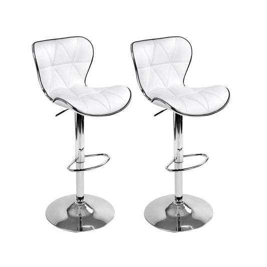 Stool Haven Set of 2 PU Leather Patterned Bar Stools - White and Chrome