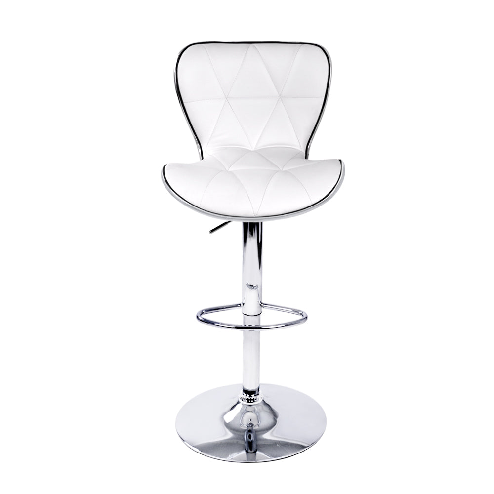 Stool Haven Set of 2 PU Leather Patterned Bar Stools - White and Chrome
