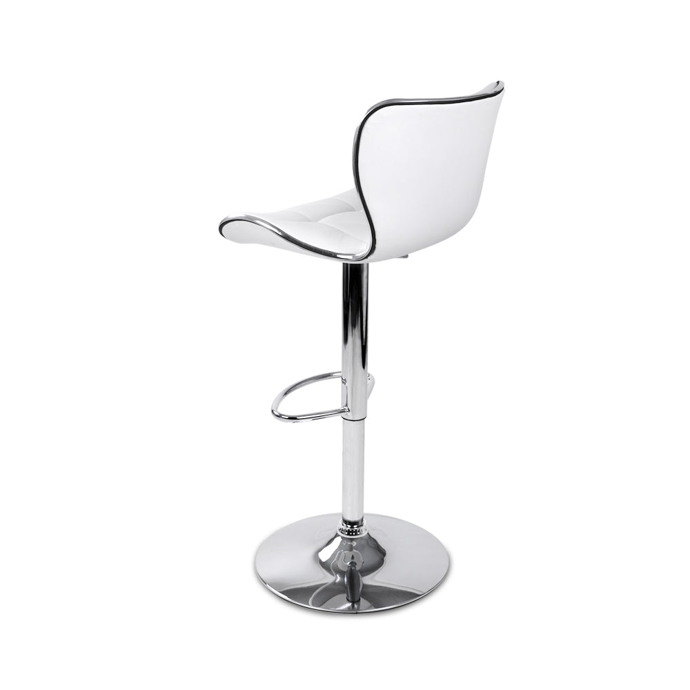Stool Haven Set of 2 PU Leather Patterned Bar Stools - White and Chrome
