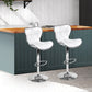 Stool Haven Set of 2 PU Leather Patterned Bar Stools - White and Chrome