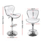 Stool Haven Set of 4 PU Leather Patterned Bar Stools - White and Chrome