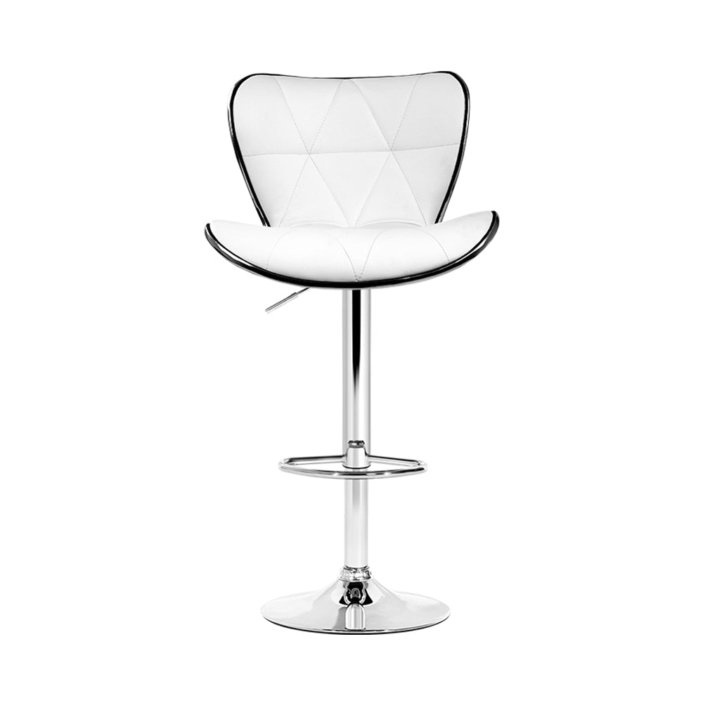 Stool Haven Set of 4 PU Leather Patterned Bar Stools - White and Chrome