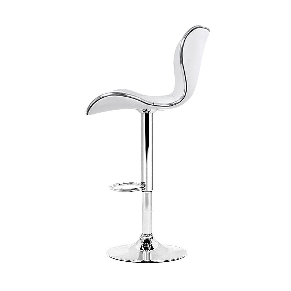Stool Haven Set of 4 PU Leather Patterned Bar Stools - White and Chrome