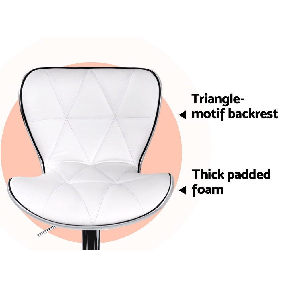 Stool Haven Set of 4 PU Leather Patterned Bar Stools - White and Chrome