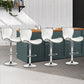 Stool Haven Set of 4 PU Leather Patterned Bar Stools - White and Chrome