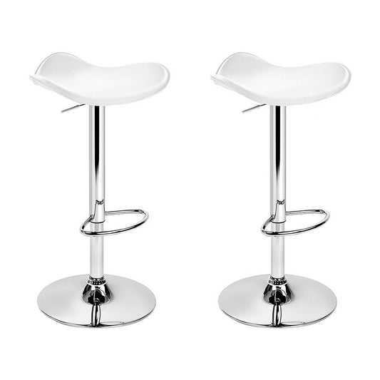 Stool Haven Set of 2 Gas Lift Bar Stools PU Leather - White and Chrome