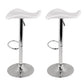 Stool Haven Set of 2 Gas Lift Bar Stools PU Leather - White and Chrome