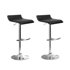 Stool Haven Set of 2 PU Leather Wave Style Bar Stools - Black