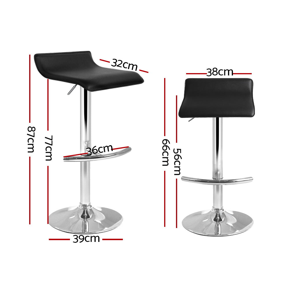 Stool Haven Set of 2 PU Leather Wave Style Bar Stools - Black