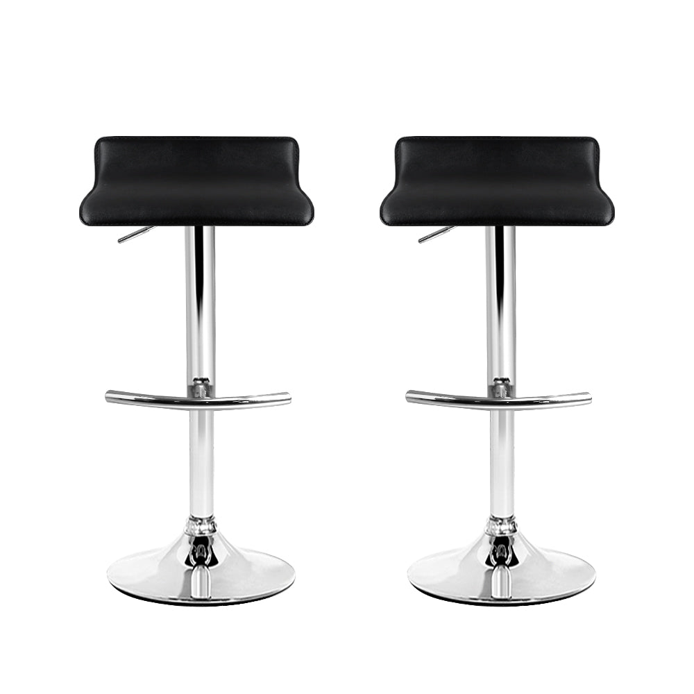 Stool Haven Set of 2 PU Leather Wave Style Bar Stools - Black