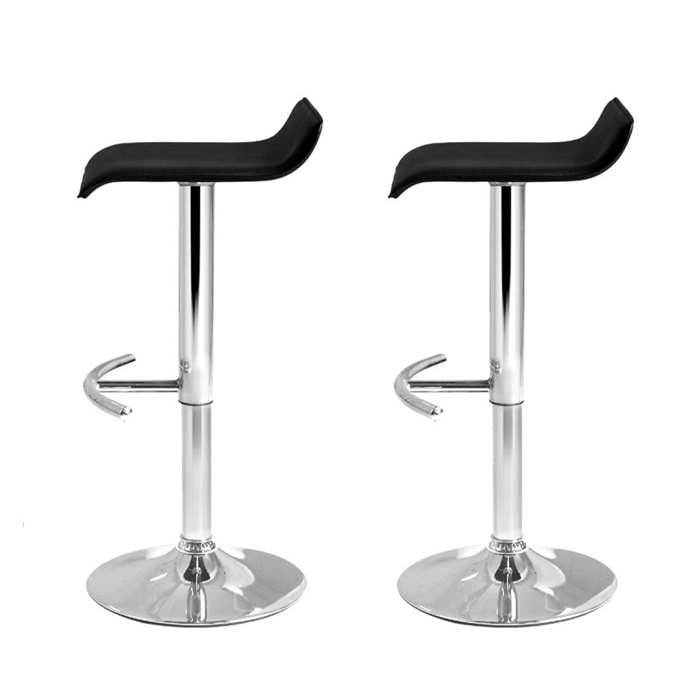 Stool Haven Set of 2 PU Leather Wave Style Bar Stools - Black