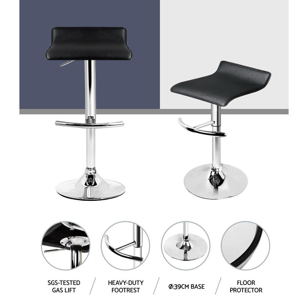 Stool Haven Set of 2 PU Leather Wave Style Bar Stools - Black